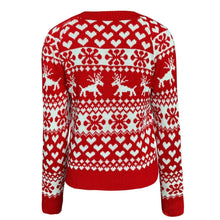 Load image into Gallery viewer, Christmas Elk Snowflake Heart Long Sleeves Knitted Sweater