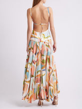 Load image into Gallery viewer, Stylish Abstract Print Open Back Pleated Maxi Dress