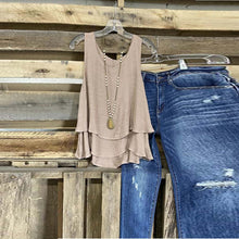Load image into Gallery viewer, Linen-look Double Layer Triple Tiered Boho Tank Top