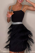 Load image into Gallery viewer, Sexy Sequins Straps Tassel Tiered Mini Party Dress