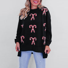 Load image into Gallery viewer, Candy Cane Sequin Crew Christmas Sweatshirt