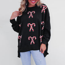 Load image into Gallery viewer, Candy Cane Sequin Crew Christmas Sweatshirt