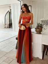 Load image into Gallery viewer, Sexy Colorful Gradient Print Hollow Out Party Maxi Dress