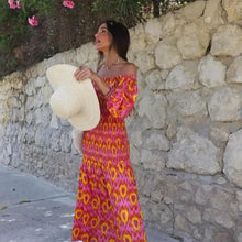 Load image into Gallery viewer, Red Print Smocked Midi Dress