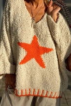 Load image into Gallery viewer, Texture Knit Star Pattern Contrast Color Loose Sweater