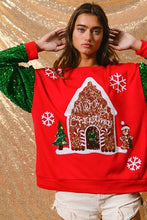 Load image into Gallery viewer, Cute Santa Christmas Sweatshirt Sequin Long Sleeve Top