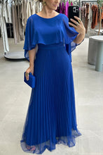 Load image into Gallery viewer, Ready for Holiday Cape Sleeve Tie-up Pleated Maxi Dress