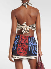 Load image into Gallery viewer, Tropical Plants Print Halter Mini Dress