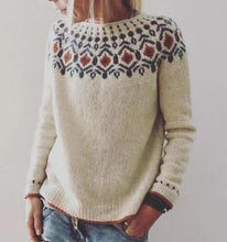 Load image into Gallery viewer, Fair Isle Casual Boho Knit Crewneck Long Sleeve Sweater