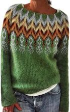 Load image into Gallery viewer, Vintag Casual Crew Neck Long Sleeve Chevron Sweater