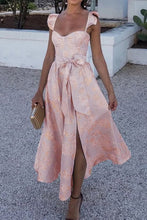 Load image into Gallery viewer, Vintage Elegant Print Split Front Maxi Dress