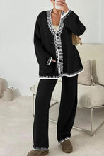 Load image into Gallery viewer, Casual Long Sleeve Pocket Cardigan and Elastic Waist Loose Wide Leg Pants Set