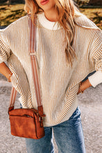 Load image into Gallery viewer, Loose Striped Contrast Trim Sweater