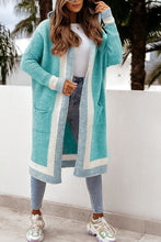 Load image into Gallery viewer, Casual Color Block Hooded Long Cardigan Sweater