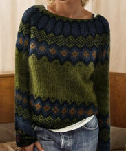 Load image into Gallery viewer, Jacquard Round Neck Color Block Loose Knit Sweater