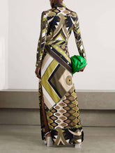 Load image into Gallery viewer, Vintage Statement Abstract Print Long Sleeve Maxi Dress
