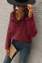 Load image into Gallery viewer, Chic Long Sleeve Button Down Ruffle Knit Pullover Sweater