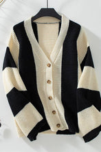 Load image into Gallery viewer, Contrast Striped Casual Loose Women's Knitted Cardigan