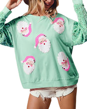 Load image into Gallery viewer, Cute Santa Christmas Sweatshirt Sequin Long Sleeve Top