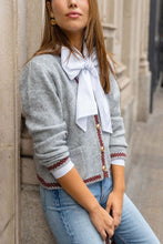 Load image into Gallery viewer, Grey Trimmed Long Sleeves Cardigan