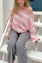 Load image into Gallery viewer, Loose Striped Long Sleeve Knitted Sweater