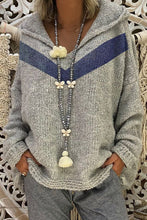 Load image into Gallery viewer, Loose Color Block Hooded Pullover Sweater