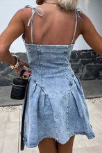 Load image into Gallery viewer, Zipper V Neck Sleeveless Denim Dresses