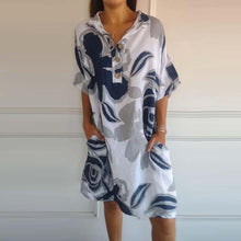 Load image into Gallery viewer, Floral Print Short Sleeves Pocket Mini Dress