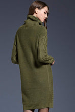 Load image into Gallery viewer, Mixed Knit Cowl Neck Dropped Shoulder Sweater Dress