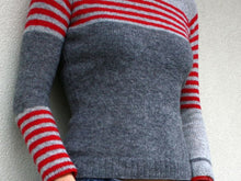 Load image into Gallery viewer, Red Stripped Long Sleeve Color Block Sweater