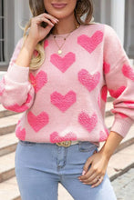 Load image into Gallery viewer, Light Pink Valentines Day Heart Jacquard Knit Sweater