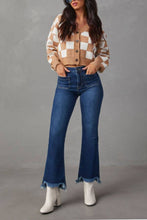 Load image into Gallery viewer, Brown Check Pocketed Knit Cardigan