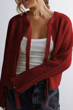 Load image into Gallery viewer, Loose Long Sleeve Lace-up Knitted Cardigan
