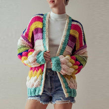 Load image into Gallery viewer, Colorful Striped Chunky Knit Cardigan Jacket