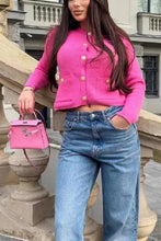 Load image into Gallery viewer, Pink Golden Buttons Pockets Knit Cardigan