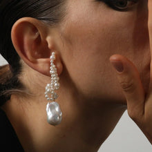 Load image into Gallery viewer, Artisan Handwoven Long Drop Earrings with Baroque Pearls