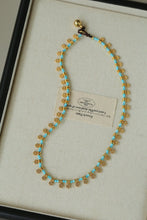 Load image into Gallery viewer, Boho Gold Flower Turquoise Bead Necklace