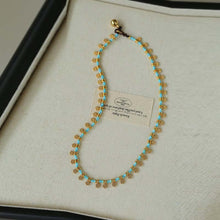 Load image into Gallery viewer, Boho Gold Flower Turquoise Bead Necklace