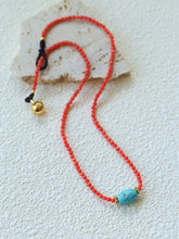 Load image into Gallery viewer, Boho Turquoise Handmade Red Bead Choker Necklace