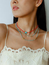 Load image into Gallery viewer, Boho Turquoise Handmade Red Bead Choker Necklace