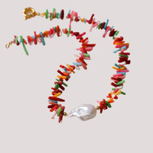 Load image into Gallery viewer, Colorful Gemstone Baroque Pearl Necklace