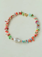 Load image into Gallery viewer, Colorful Gemstone Baroque Pearl Necklace