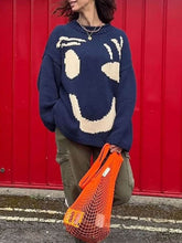 Load image into Gallery viewer, Feel Good Knit Colorful Smiley Face Loose Pullover Sweater