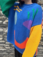 Load image into Gallery viewer, Feel Good Knit Colorful Smiley Face Loose Pullover Sweater