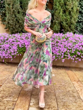 Load image into Gallery viewer, Exquiste Off the Shoulder Floral Midi Dress