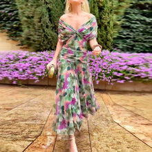 Load image into Gallery viewer, Exquiste Off the Shoulder Floral Midi Dress