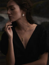 Load image into Gallery viewer, Green Cubic Zirconia Baroque Pearl Earrings