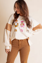 Load image into Gallery viewer, Funny Sequins Nutcracker Soldier Graphic Slit Crewneck Long Sleeve Christmas Sweatshirt