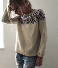 Load image into Gallery viewer, Fair Isle Casual Boho Knit Crewneck Long Sleeve Sweater