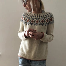 Load image into Gallery viewer, Fair Isle Casual Boho Knit Crewneck Long Sleeve Sweater